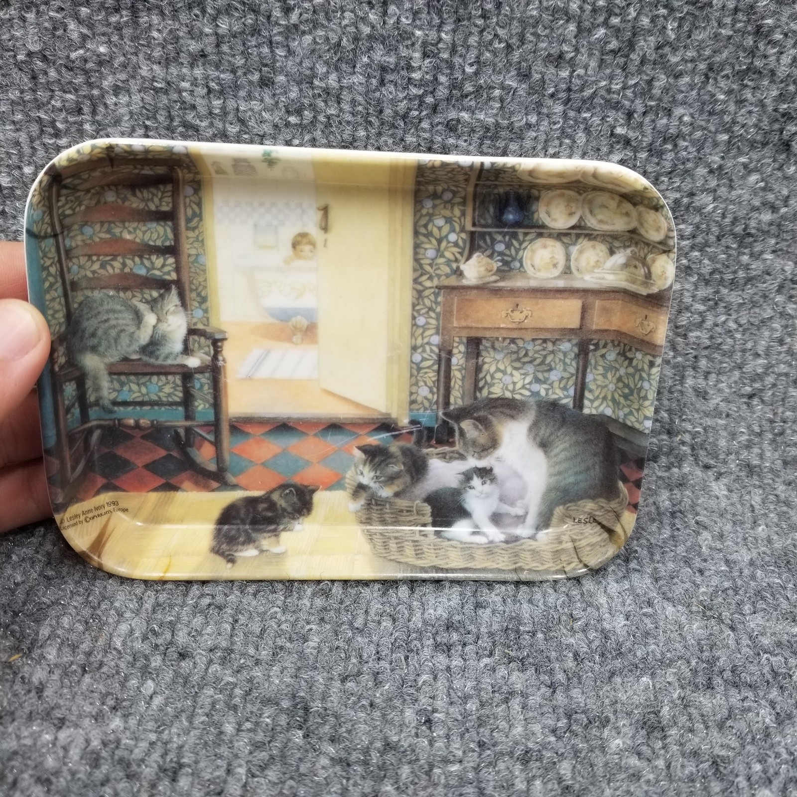 Vintage Lesley Anne Ivory Cat Tray Monza Italy 5