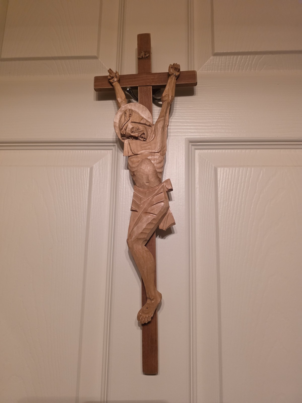Vintage Hand Carved Wooden Crucifix JESUS on the Cross LARGE 19” Vintage Hand Carved Wooden Crucifix JESUS on the Cross LARGE 19”