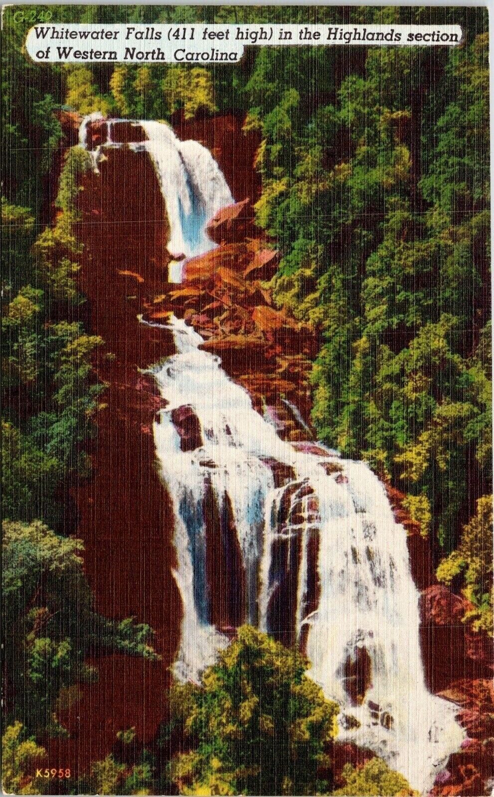 Whitewater Falls Highland Pisgah National Forest North Carolina BD Postcard