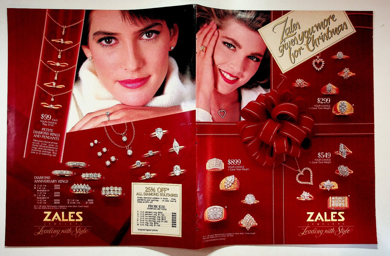 Zales Jewelry 1985 Christmas Catalog Print Ad Vintage Diamond Gold Chains