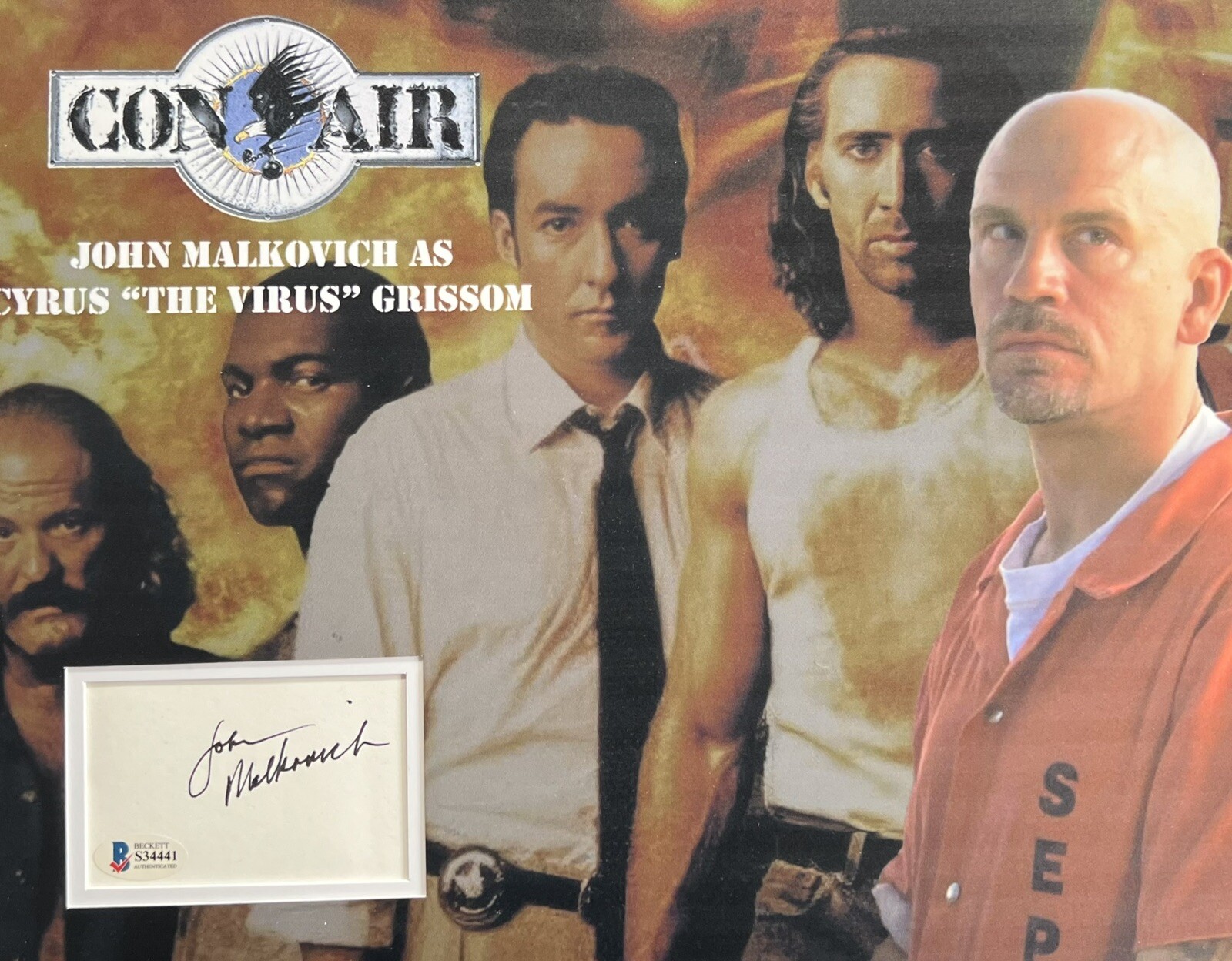 JOHN MALKOVICH Cyrus the Virus CON AIR Genuine Signed 14x11 Display Beckett JOHN MALKOVICH Cyrus the Virus CON AIR Genuine Signed 14x11 Display Beckett