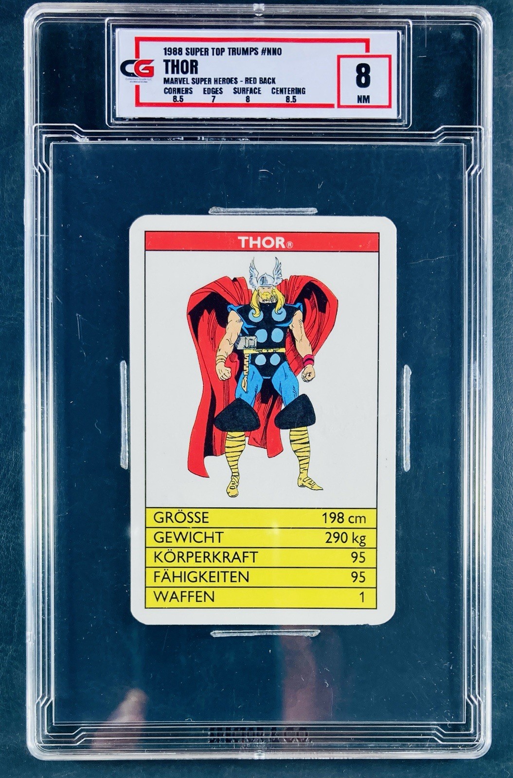 1988 Super Top Trumps Marvel Super Heroes Thor Vintage Red Back CG 8 NM 🔥