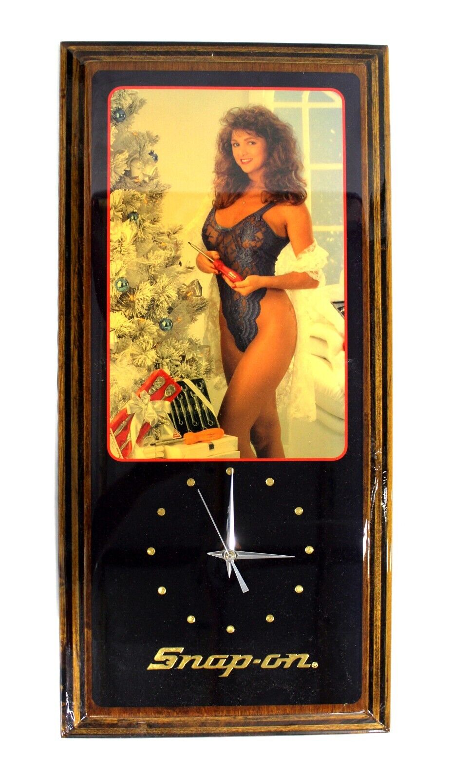 Vintage Snap-On Tools Lingerie Pinup Girl Wall Clock 80s Christmas Girl - New