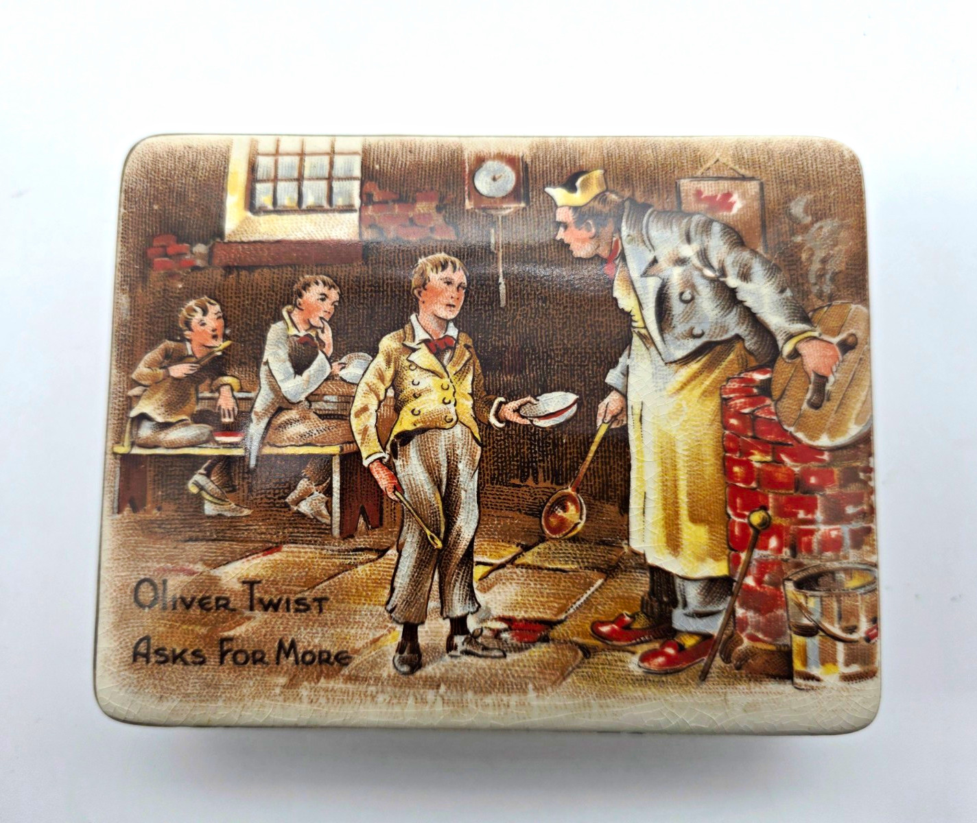 Vintage Sandland Ware Oliver Twist Asks For More Ceramic Trinket Box England