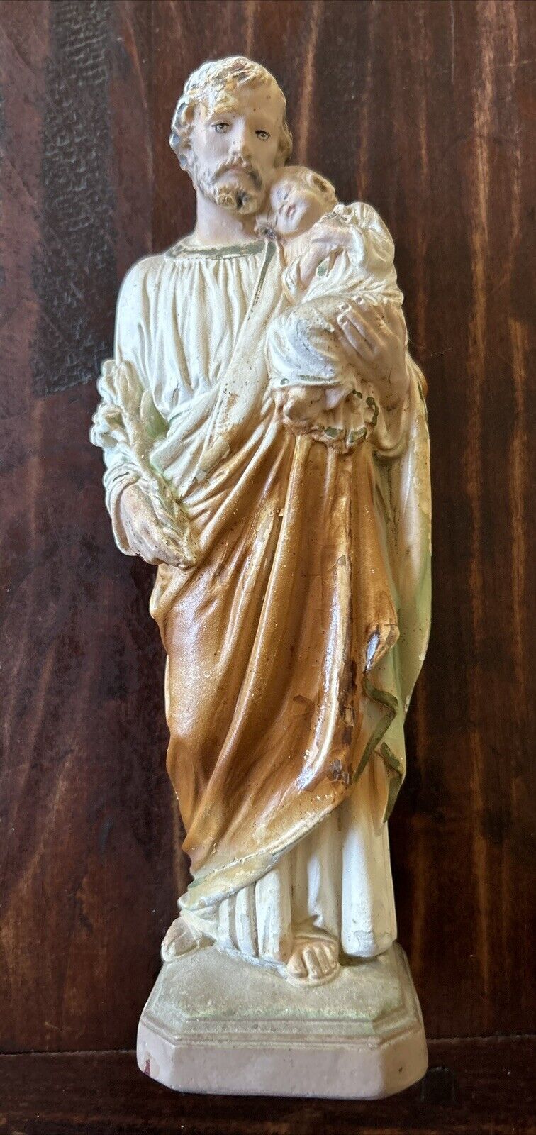 Vtg Columbia Statuary St. Joseph & Child Jesus Chalkware Statue 8.5\
