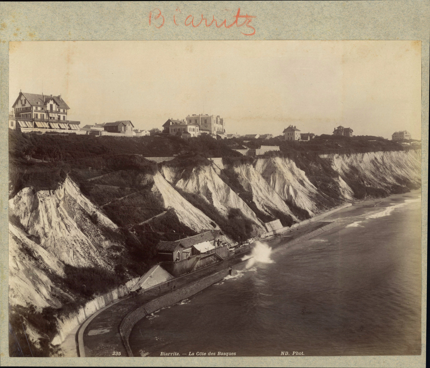 Neurdein, France, Biarritz, La Côte des Basques Vintage Albumen Print Print Print A