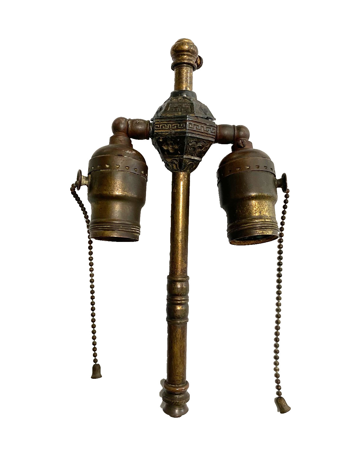 Antique 2 Bulb Double Socket Cluster art deco era Lamp Part Monowatt Pull Chain