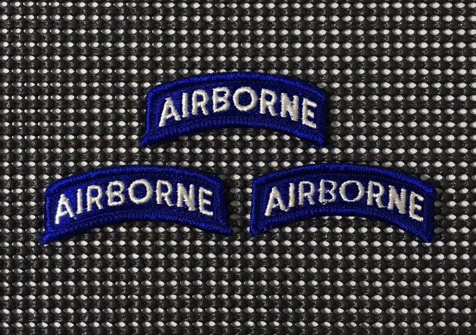 3 Pcs Vintage US Army AIRBORNE Full Color SSI Tab Patch Paratrooper White/Blue