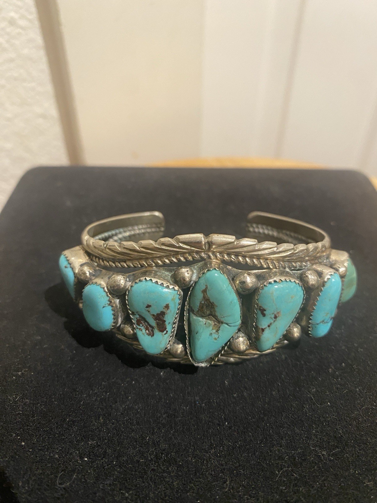 NAVAJO NON-STERLING SILVER AND TURQUOISE BRACELET SOLD AS IS
