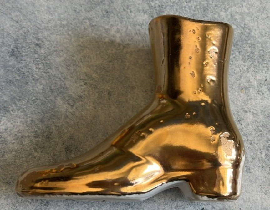 American Bisque Company 22k Gold Shoe Vase Collectible