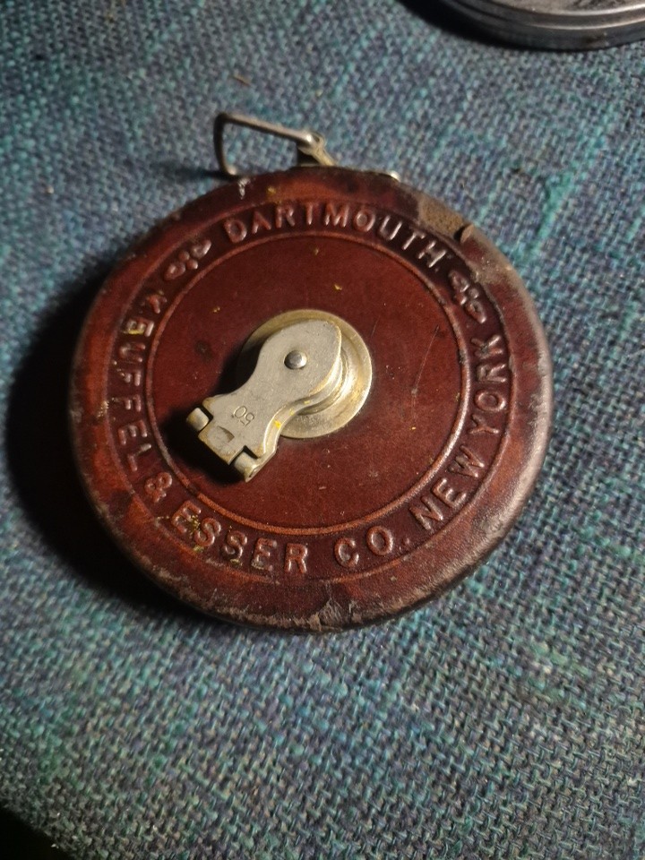 Vintage K & E Dartmouth Leather Cloth Tape Measure 50 feet Lufkin Cloth