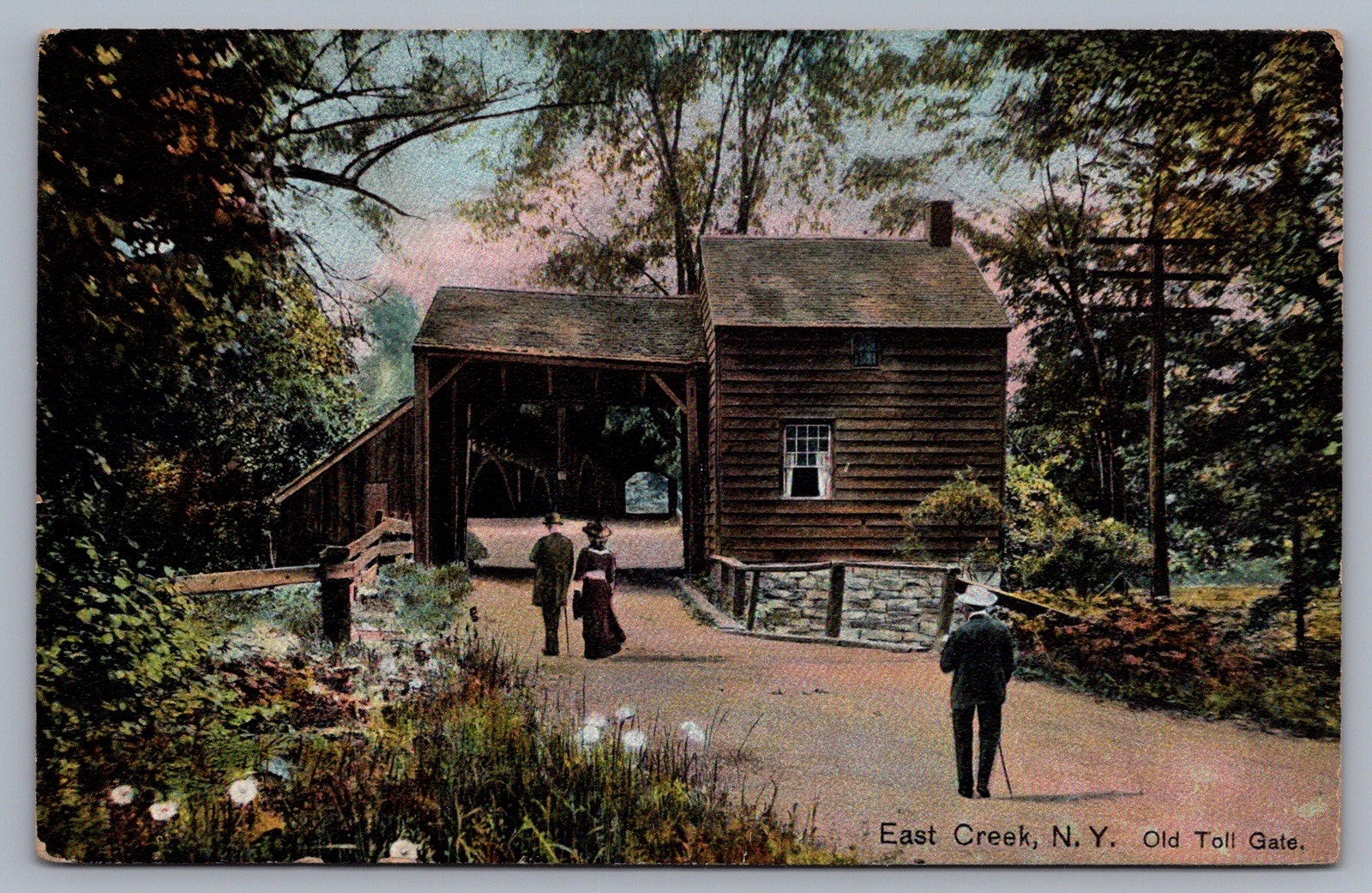 East Creek NY Old Toll Gate 1911 Postcard Little Falls Herkimer Co Postcard P12