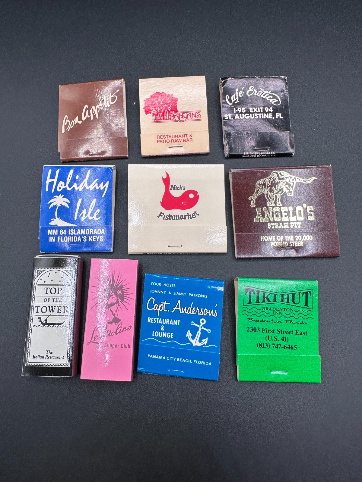 Vintage Florida Tiki Bar Matchbooks Lot 10 Seafood Lounge 1960s-80s