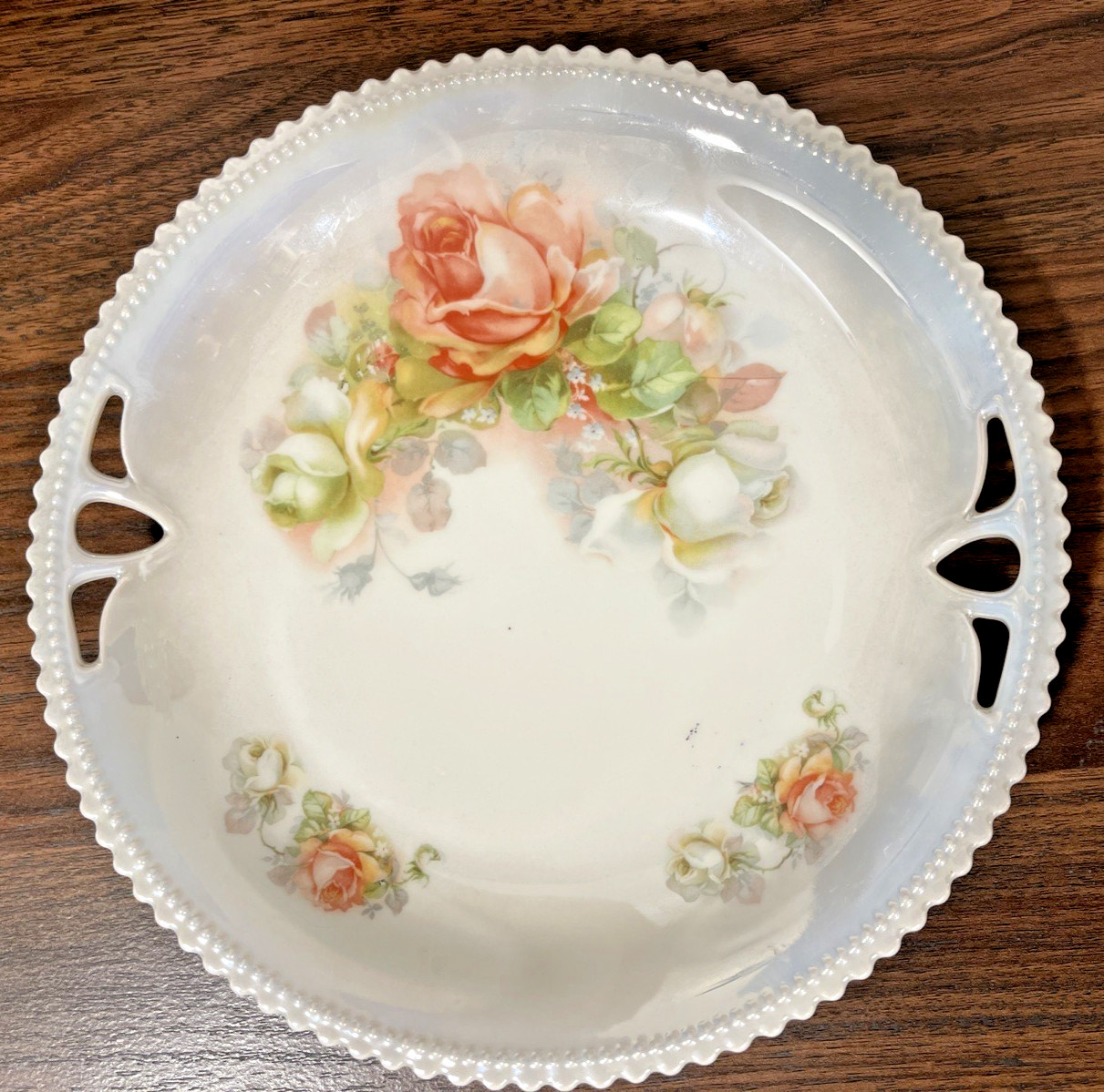 Antique PK Silesia Porcelain Plate 8.25” Roses Floral Germany