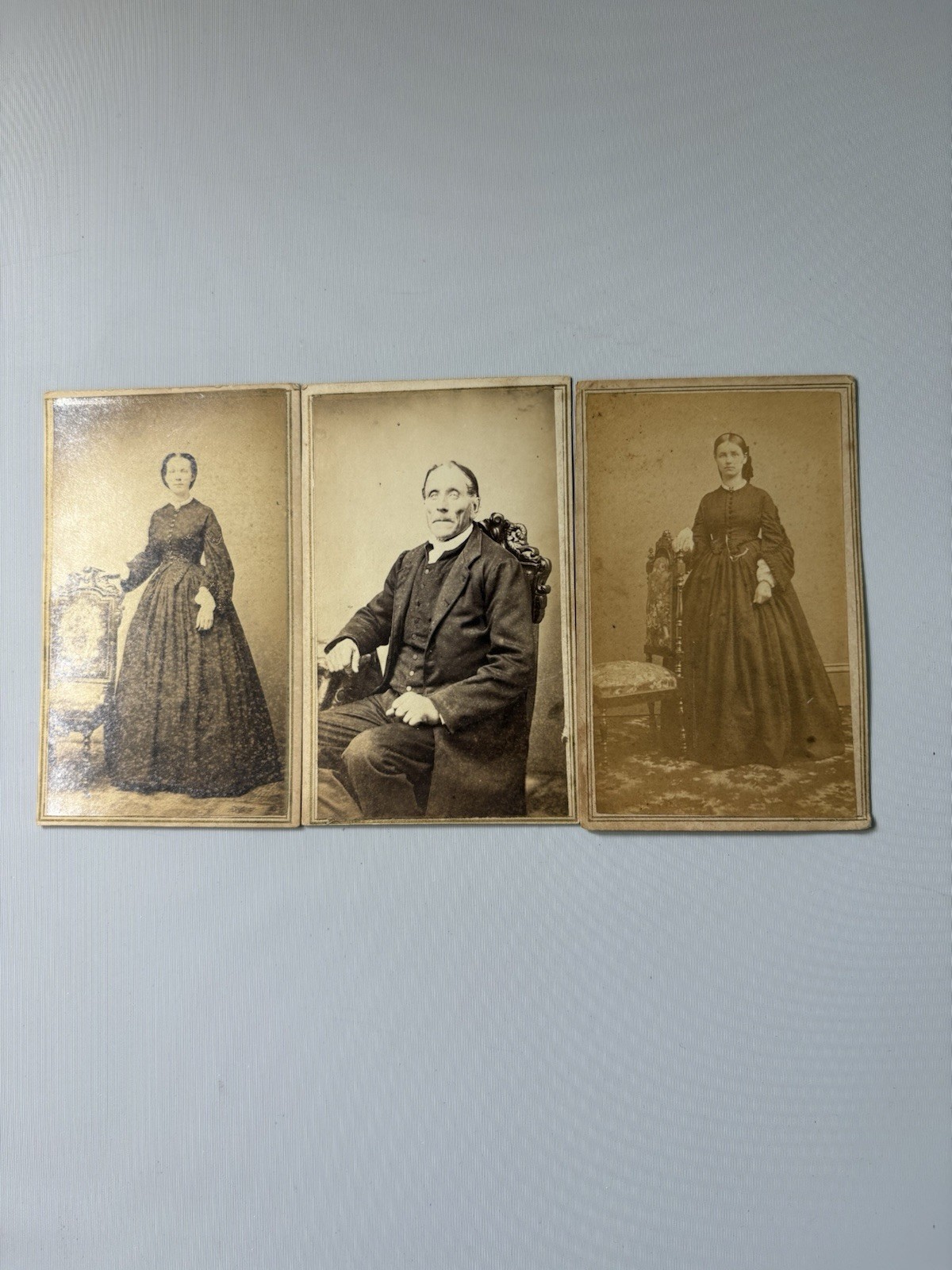 Antique CDV Photographs Family Portraits Cabinet Cards 1800s Mom Dad Daughter