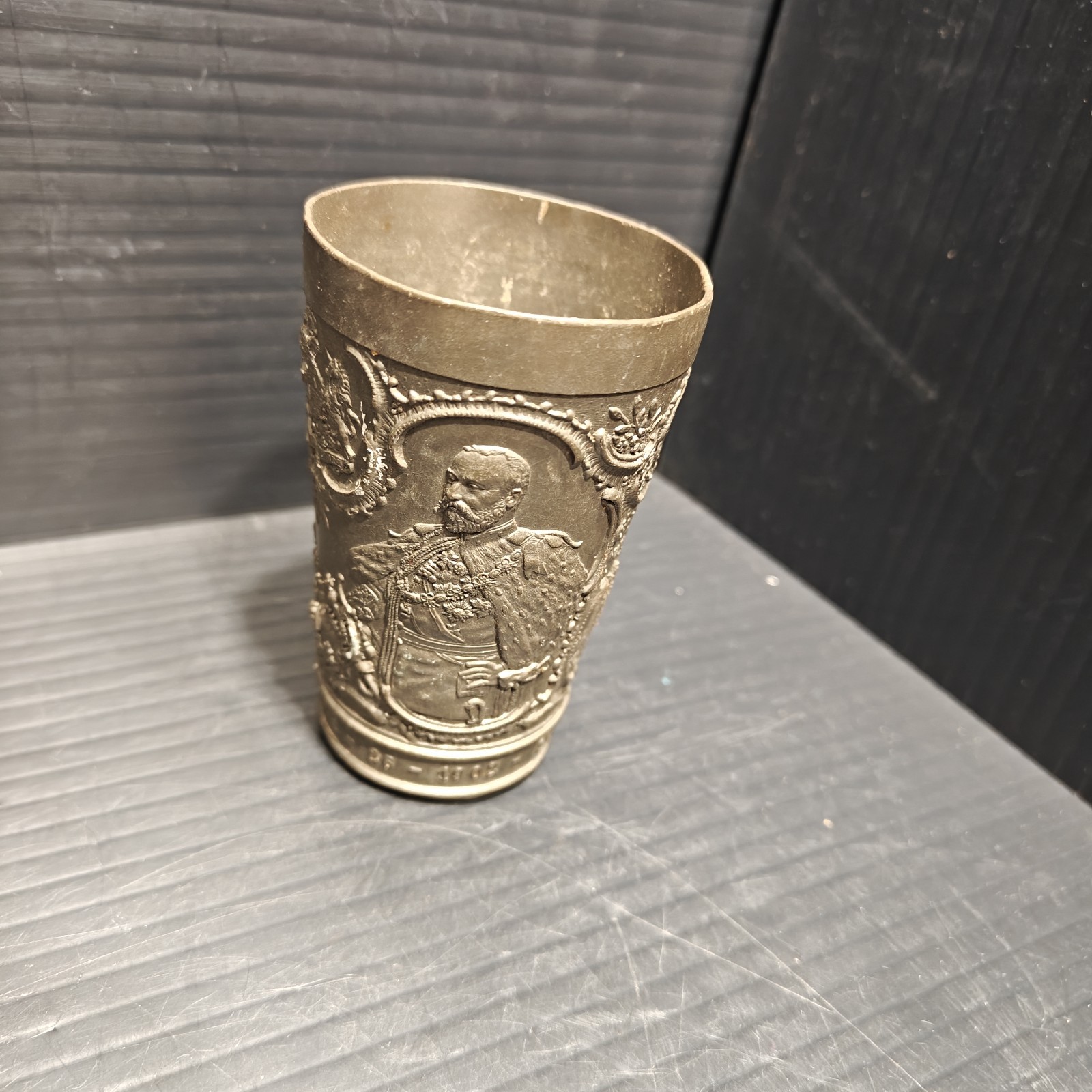 Antique 1902 King Edward VII Coronation Souvenir Metal Cup Westminster Abbey