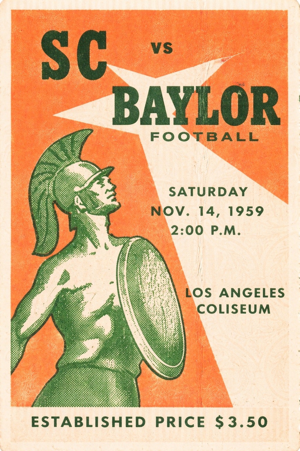 🏈 SC vs Baylor Football Poster - 24x36” - Vintage Style 1959 Sports Art Print