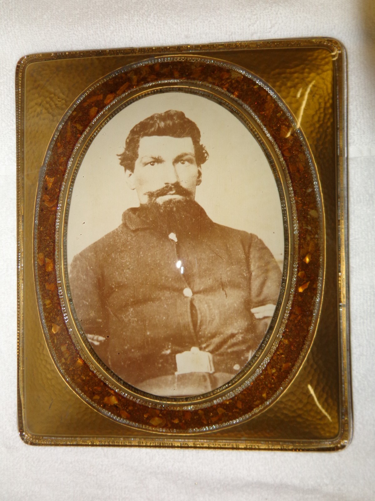 Union Soldier Picture Framed in a Very Rare H.D.Sterrick Convex Glass Frame .