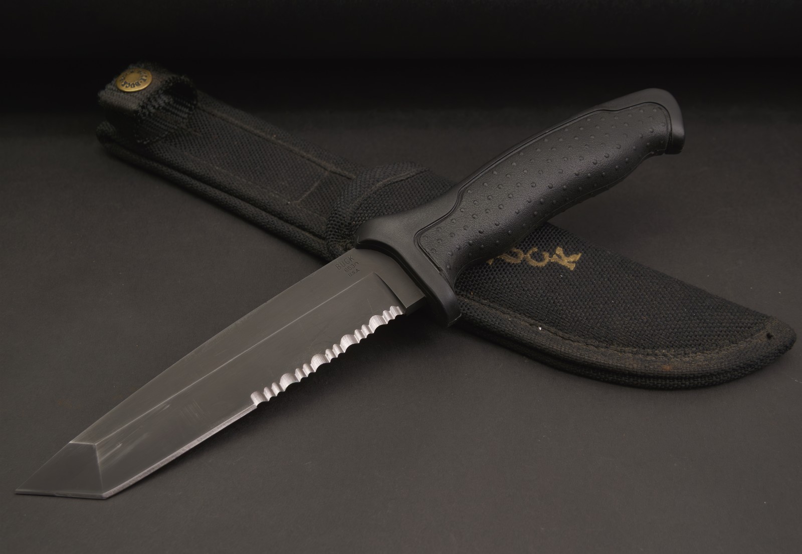 Rare 1997 Buck USA 653 Nighthawk 420HC Tanto Serrated Combat Knife w/ Sheath Rare 1997 Buck USA 653 Nighthawk 420HC Tanto Serrated Combat Knife w/ Sheath