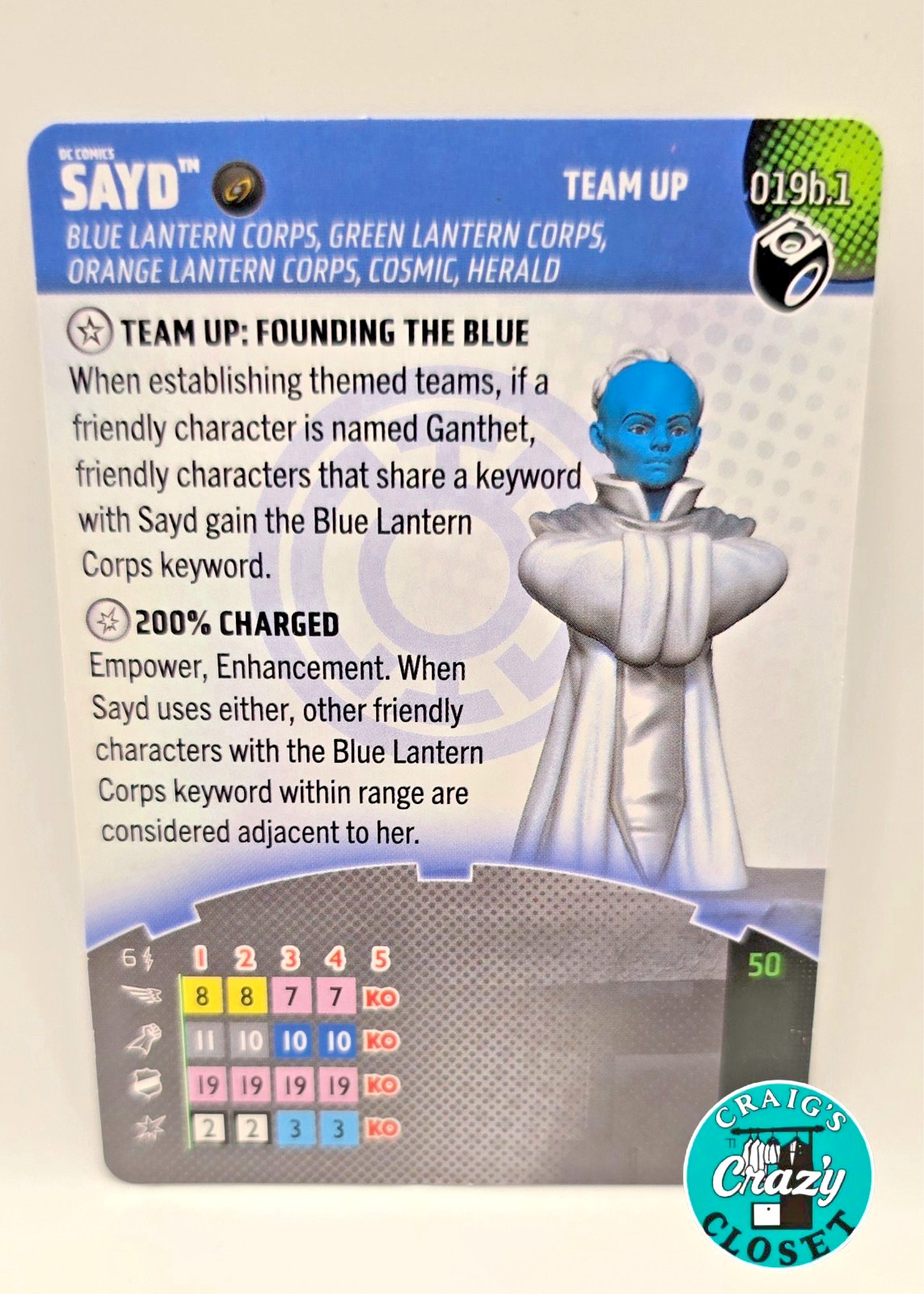 HeroClix Sayd 19b.1 Founding the Blue DC Lantern Legacy Set New Team-Up 