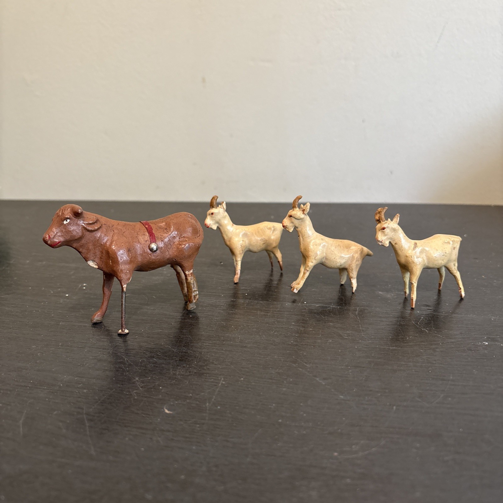 VTG Set of German Putz Composite Matchstick Legs Goats Cow/Ox -as Is