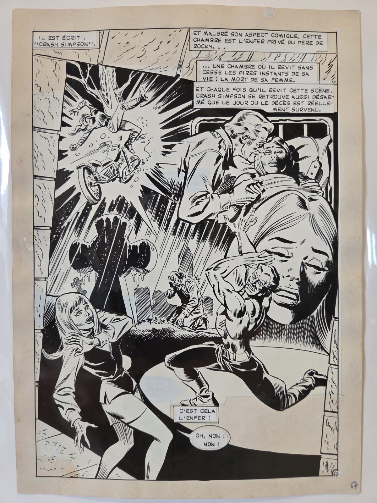 Ghost Rider Original Comic Production Art 🔥🔥🔥 French 1976 Marvel Splash
