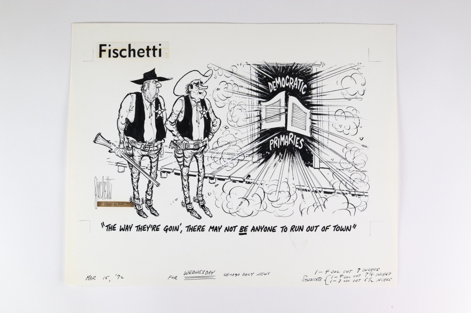 1972 John Fischetti Original Political Cartoon Democratic Primaries Election