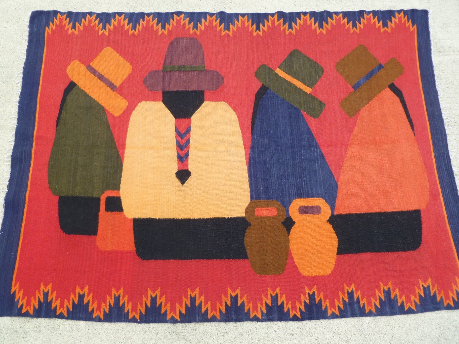Vintage Latin America Hand-Woven Wool Andean Folk Art Wall Hanging Tapestry Rug Vintage Latin America Hand-Woven Wool Andean Folk Art Wall Hanging Tapestry Rug