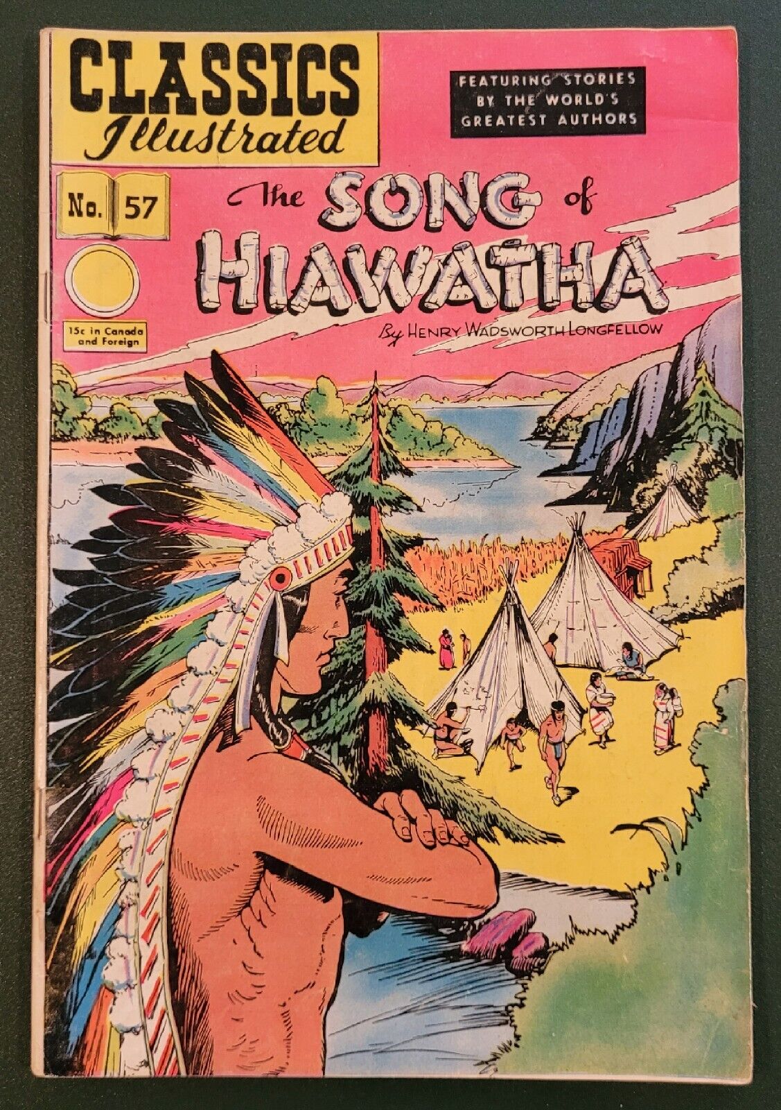 Classics Illustrated THE SONG OF HIAWATHA #57 (1949) HRN 75 - HW Longfellow FN