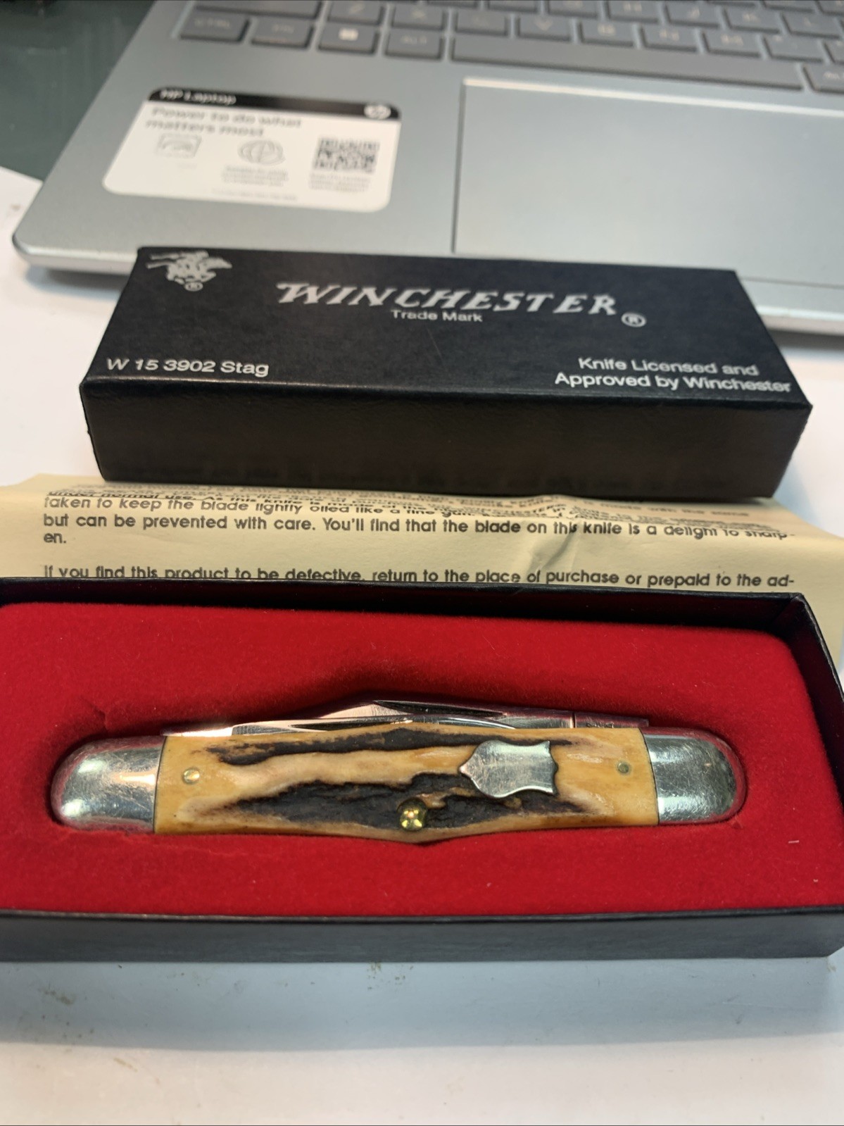 Winchester by Bluegrass/Queen 1991 3902 Whittler Knife Amazing Stag Handles