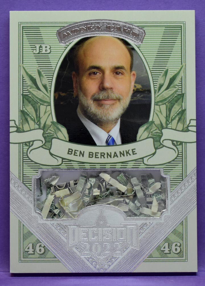 Ben Bernanke 2022 Decision Update SILVER FOIL SHREDDED CURRENCY MONEY CARD #MO43
