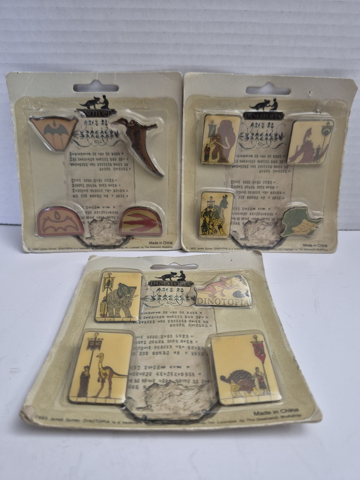 1993 Dinotopia Enamel Lapel Pin Set James Gurney VTG Dinosaur Rare -12 Pin Lot-