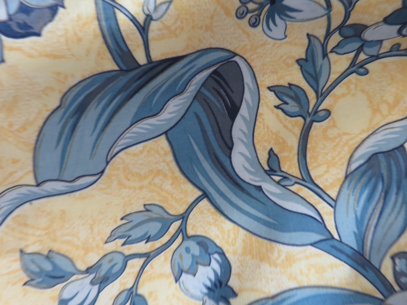 Pair Vintage English Floral on French Country Yellow Valances Schumacher Style