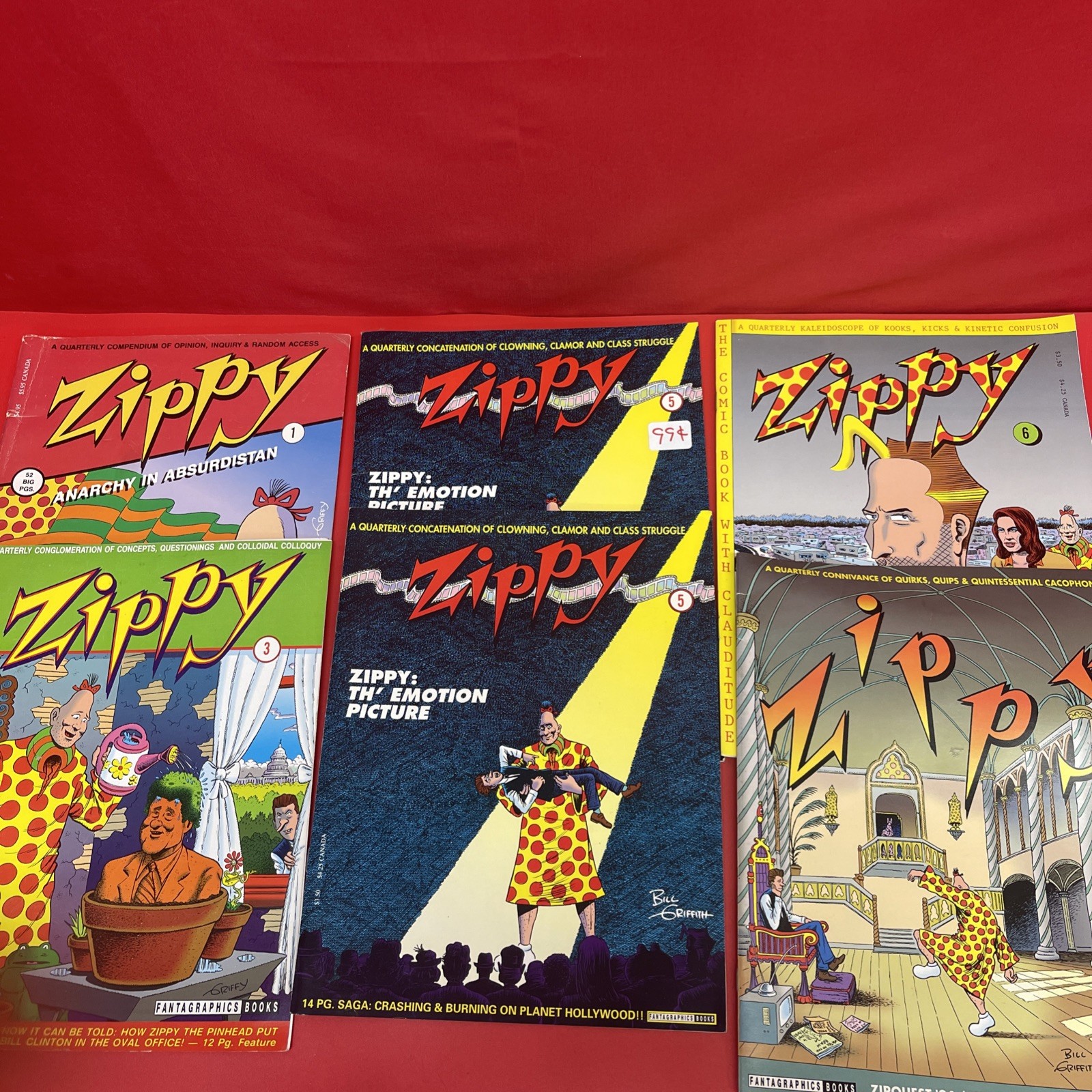Zippy Comic Lot of 6 #1 #3 #5 #5 #6 #7 Fantagraphics Books Bill Griffith     :3