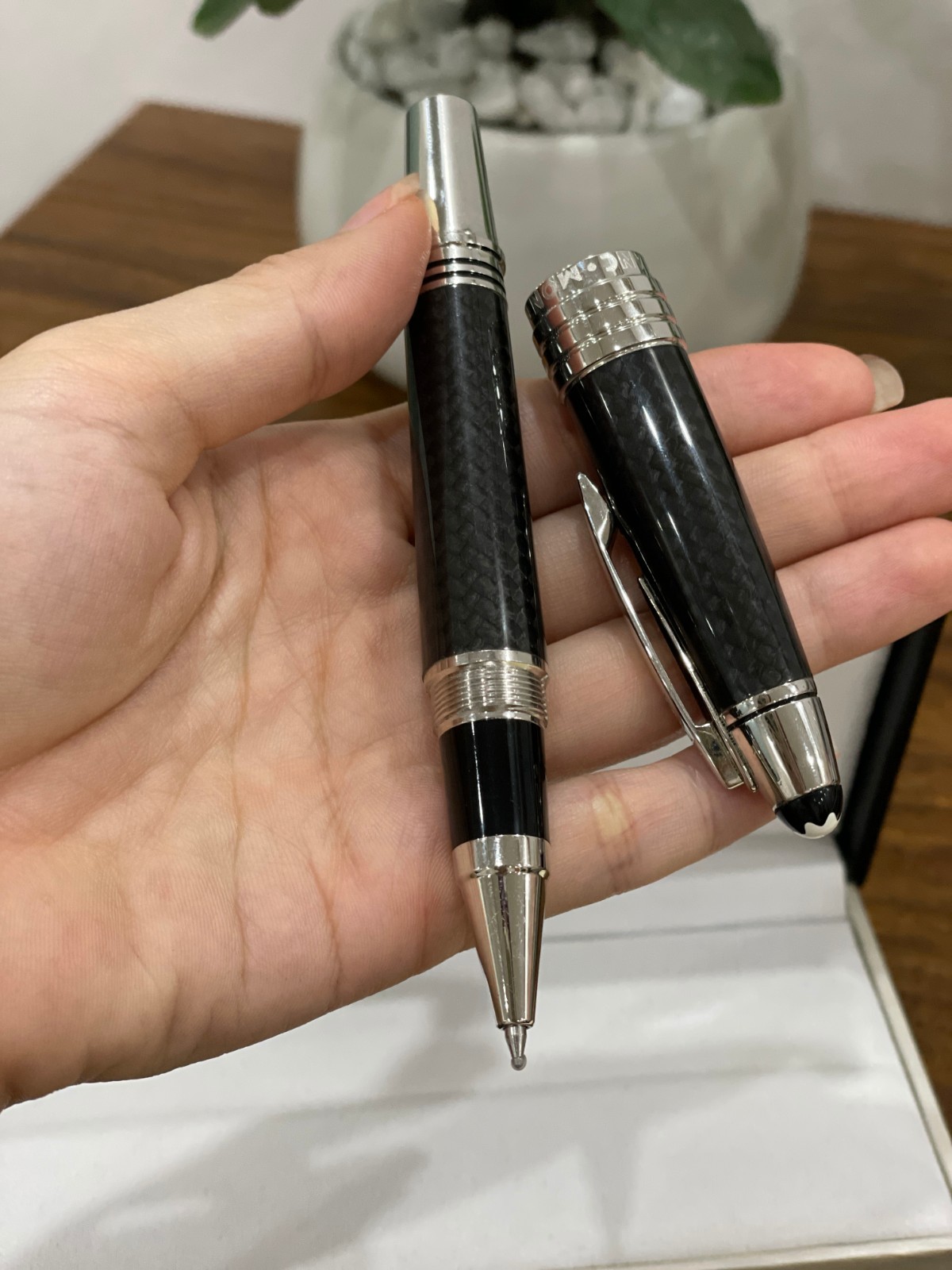 Montblanc JFK Special Edition Rollerball Pen Carbon Fiber Black Silver NIB Box