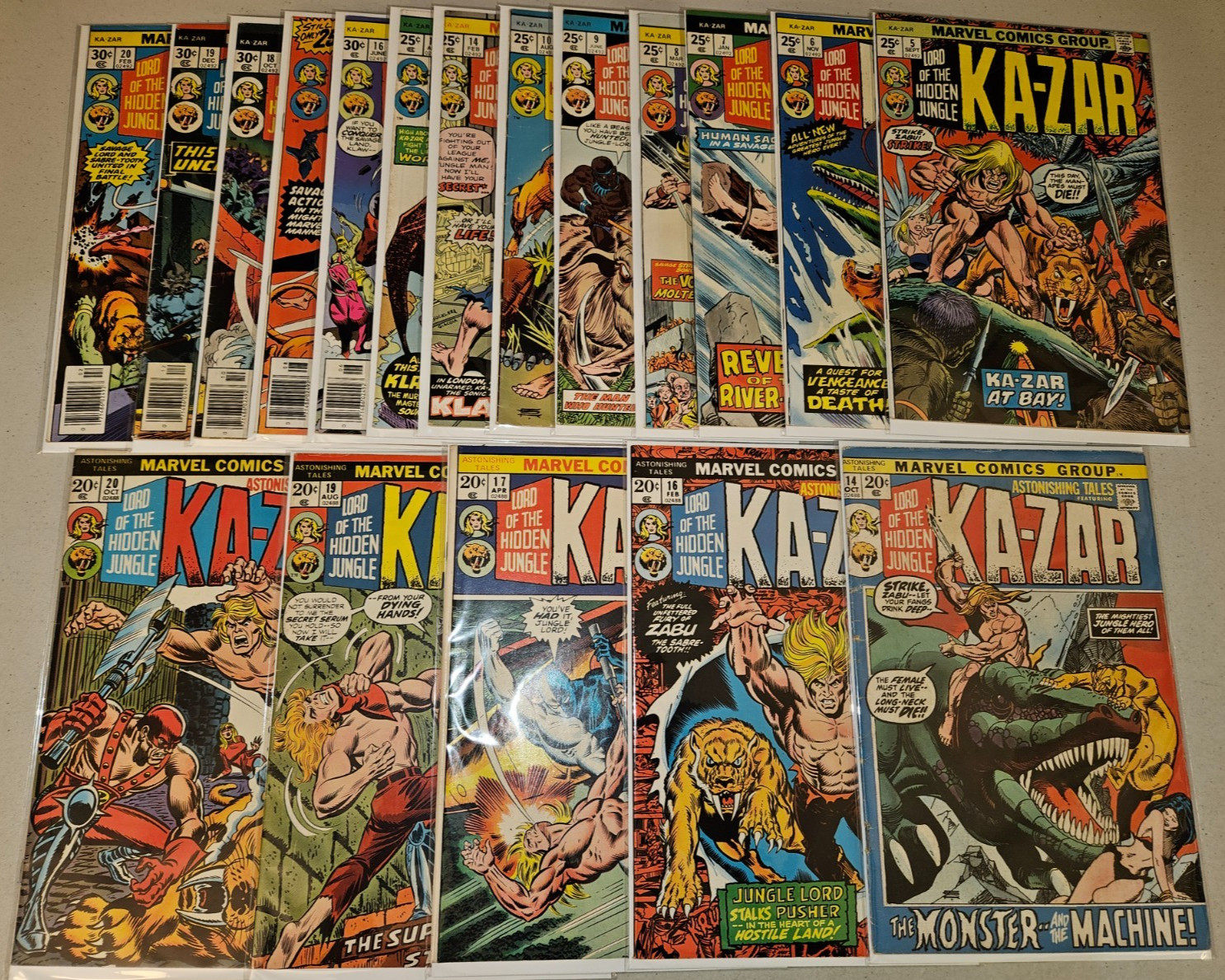 Ka-Zar (Bronze Age Lot x 18) Astonishing Tales 14 16 17 19 20, Ka-Zar #5 6 7 8 9