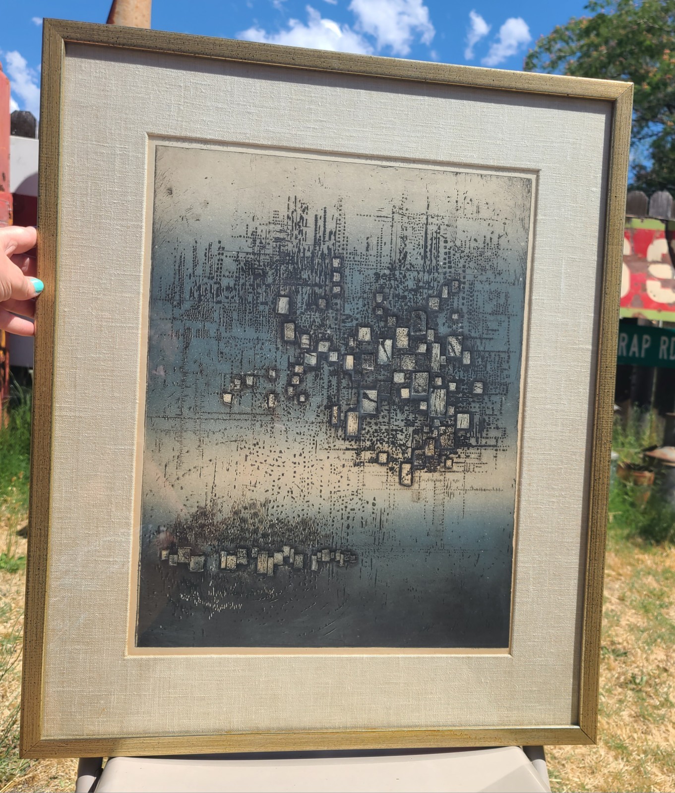 MCM Nono Reinhold City Nocturne Blue Abstract Cityscape Etching Artist Proof '62