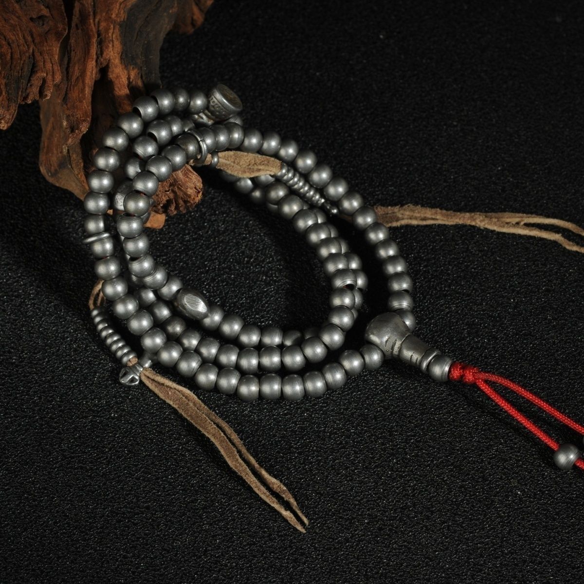 Tibetan Meteorite Style Vajra Bodhi 108 Prayer Beads Buddhist Necklace