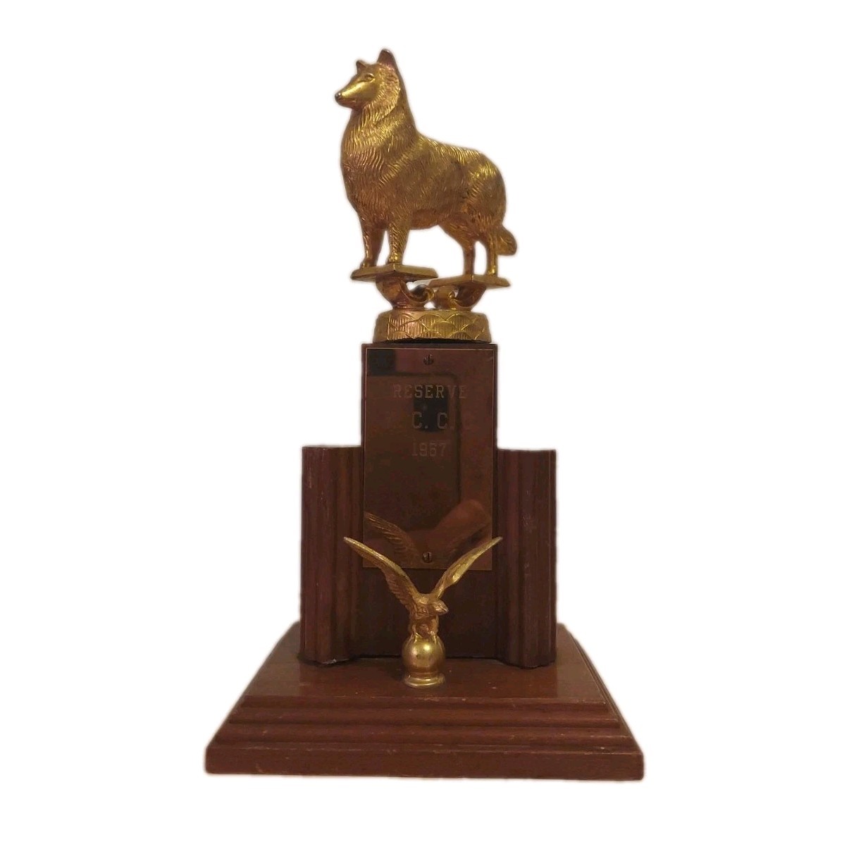 Rare 1957 Dodge Inc Dog Show Trophy Reserve Award Collie Sheltie Wood Metal Rare 1957 Dodge Inc Dog Show Trophy Reserve Award Collie Sheltie Wood Metal