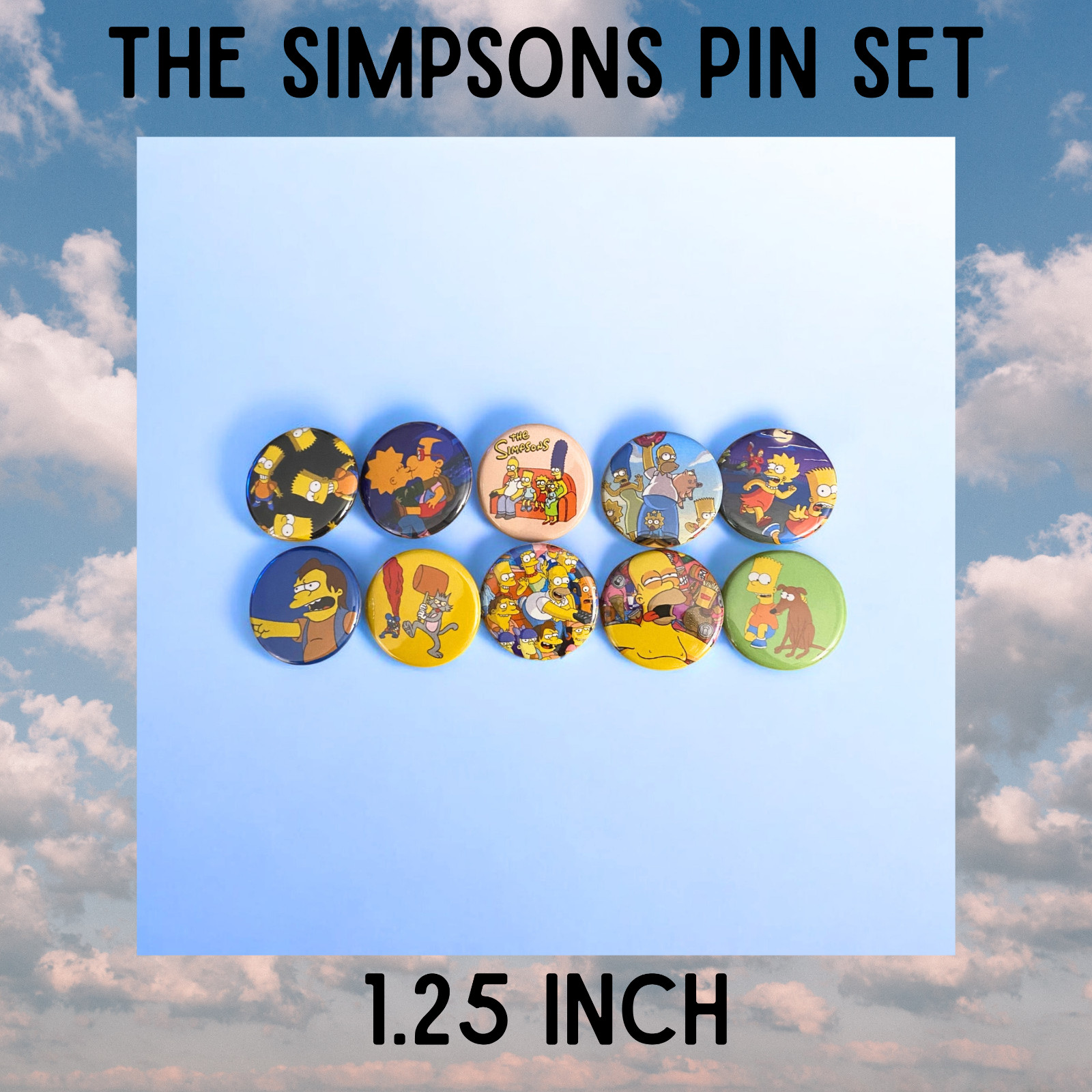 The Simpsons pin set Homer Bart Lisa Marge Maggie 1.25 in Pin-Back Buttons