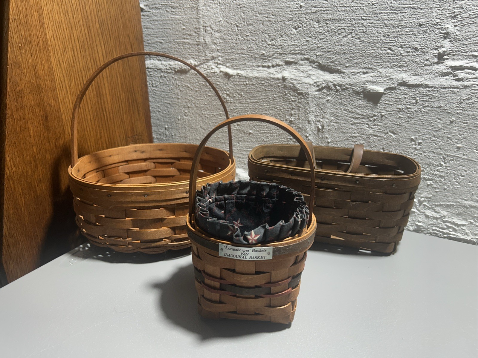 Longaberger Lot Of 3 Vintage Baskets Cookie, Key & Inaugural