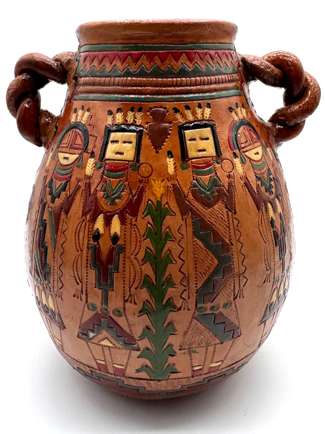 Navajo Yei Pottery Vessel Kenneth & Irene White Signed KW Twin Rocks - Beautiful