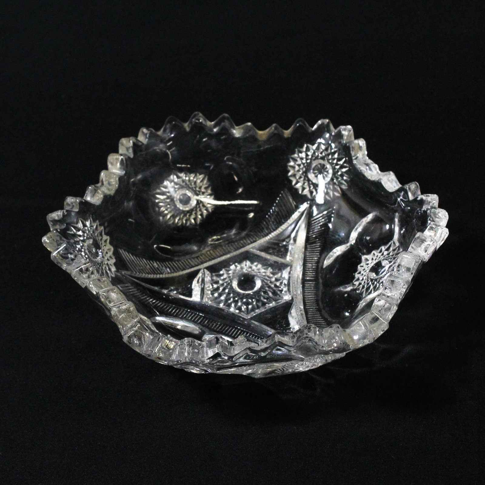 Vintage Clear Pressed Glass 6-Point Starburst Bowl 5.5 Inch