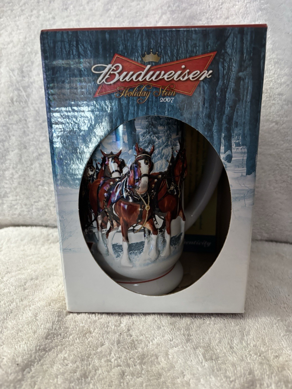 Budweiser 2007 Holiday Stein Winter's Calm Beer Mug CS678 Clydesdales-W/COA-NIB