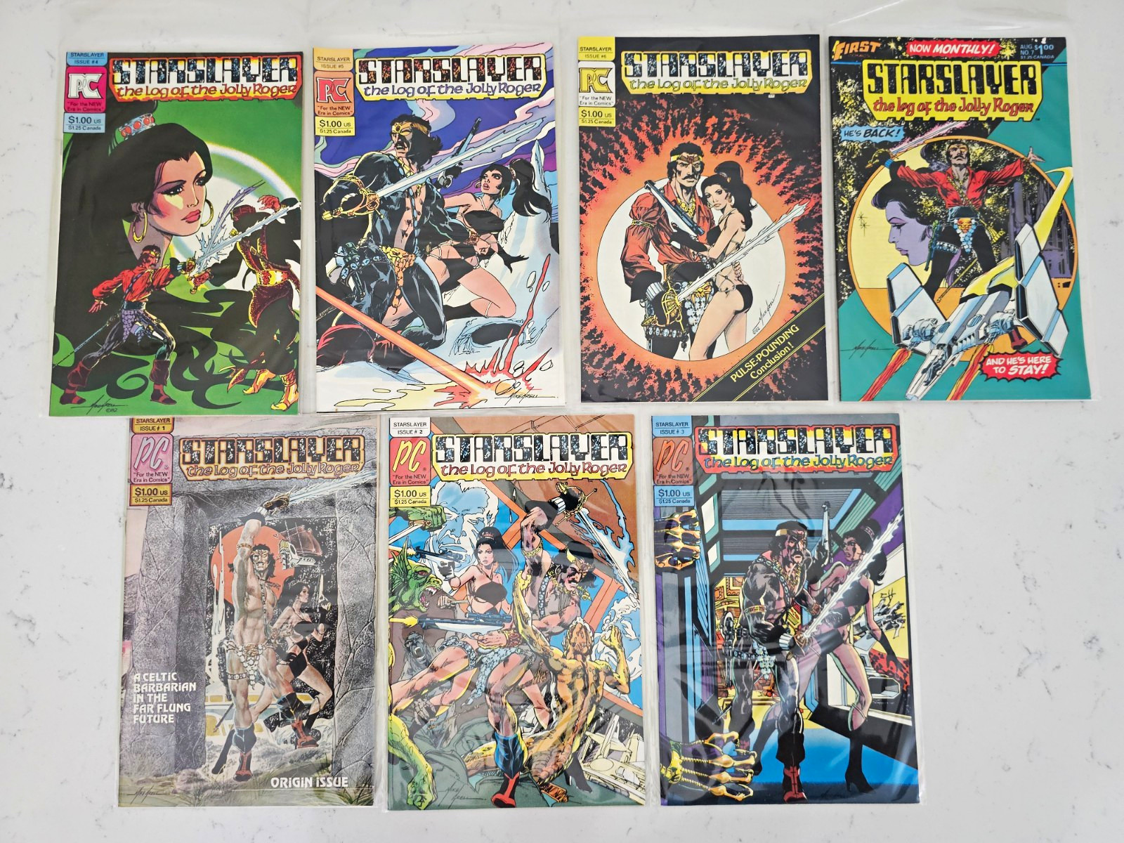 First Comics Starslayer #1-7 (1983) Mike Grell, Rocketeer by Dave Stevens LOT