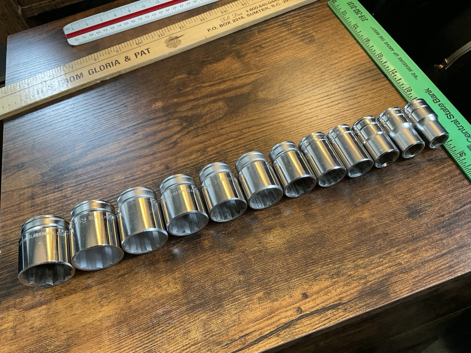 Vintage Blackhawk Socket Set 1/2” Drive  Chrome USA  12-Piece * Nice *