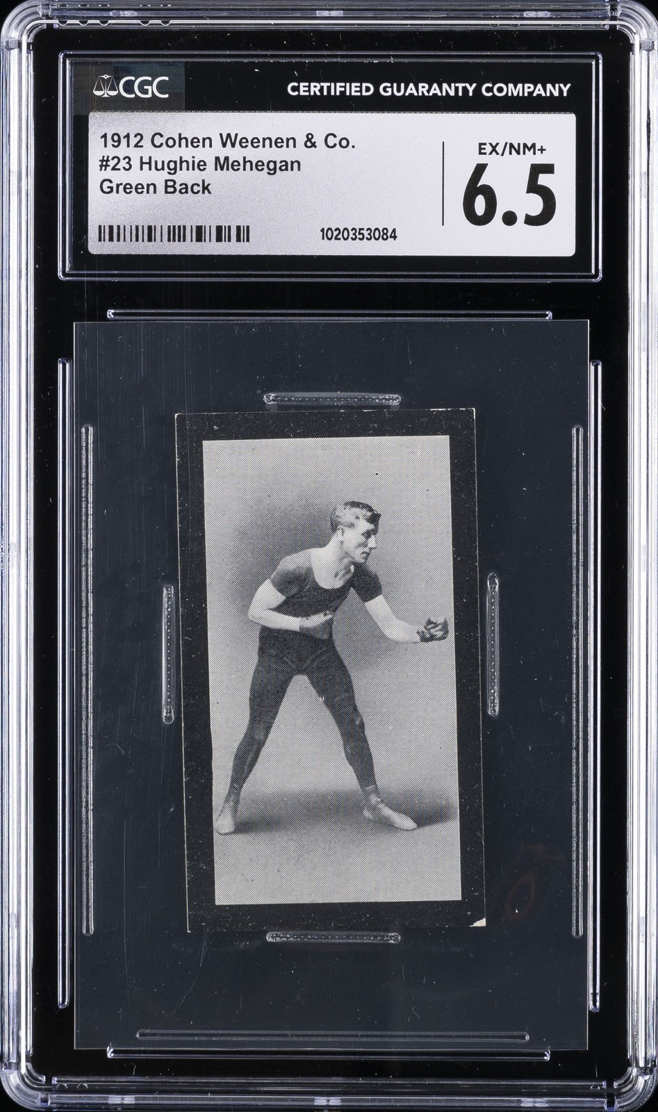 1912 COHEN WEENEN & CO GREEN BACK #23 HUGHIE MEHEGAN CGC 6.5