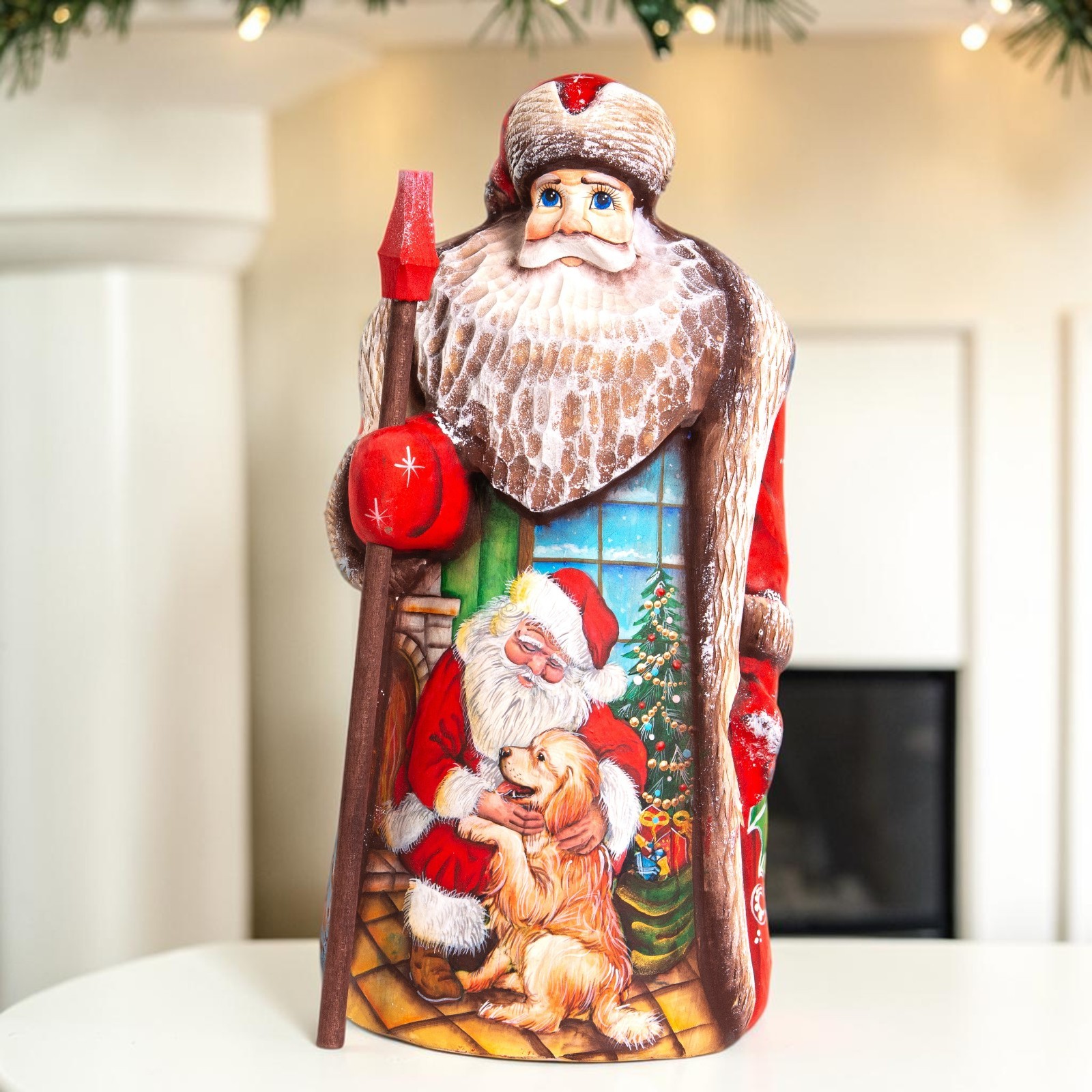 Wooden Old World Santa Figurine 9.5\
