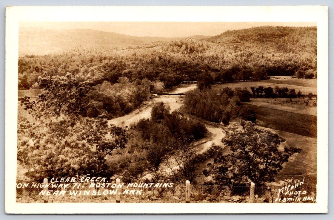 Fayetteville Vintage Arkansas Postcard WINSLOW Clear Creek Highway 71 1936 RPPC
