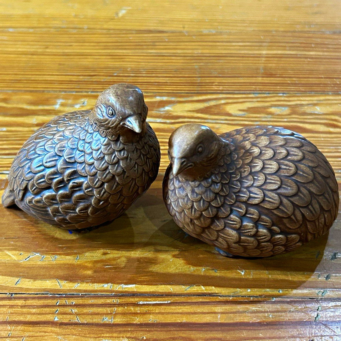 Vintage MCM Ceramic Quail Birds Figurine Pair - Bird Figurines Marked Japan A153